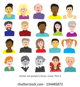 Big vector series of funny portraits of people of different ages and nationalities. 