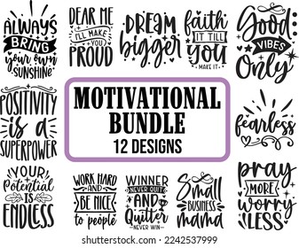 Big Vector Set with 12Motivational quotes | Hand written sign for every design production | Inspirational Quotes | Vector | SVG Bundle