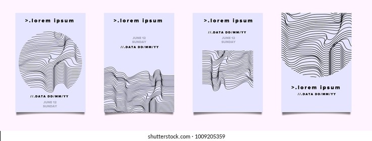 Big vector set of abstract posters for music event.