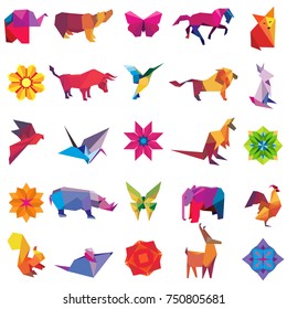 Big Vector Set Of Animal Origami Figures