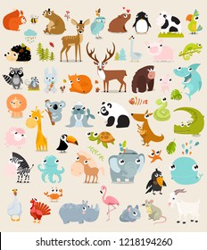 Big vector set of animals. 