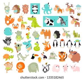 Big vector set of animals. 