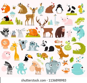 Set Forest Animals Cartoon Style Cute Stock Vector (Royalty Free) 355485023