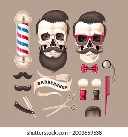 Big vector set of barber shop illustrations