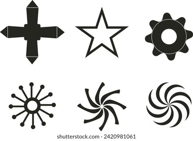 Big vector set of brutalist geometric. shapes .Neo geo pattern influenced by Bauhaus.