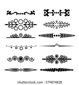 Big vector set of calligraphic and  graphic design elements (text divider, pattern, monogram, curlicues, flower) for page decoration, Greeting Cards (wedding, Valentine's day, birthday, holidays).