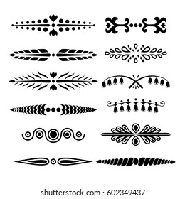 Big vector set of calligraphic and  graphic design elements (text divider, pattern, monogram, curlicues, flower) for page decoration, Greeting Cards (wedding, Valentine's day, birthday, holidays).