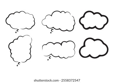 Big vector set of cloud shapes. Simple cute cartoon design collection. Simple outline clouds vector illustration eps 10