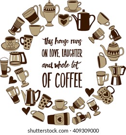 Big vector set with coffee icons 