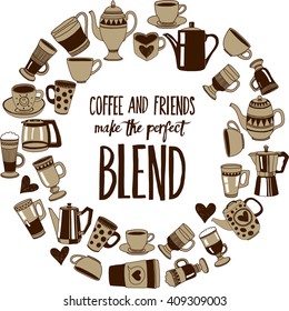 Big vector set with coffee icons 