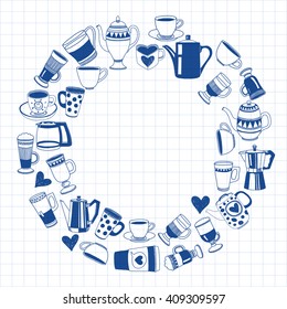 Big vector set with coffee icons 