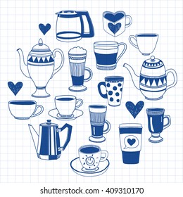 Big vector set with coffee icons 