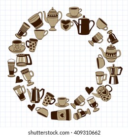 Big vector set with coffee icons 