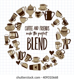 Big vector set with coffee icons 