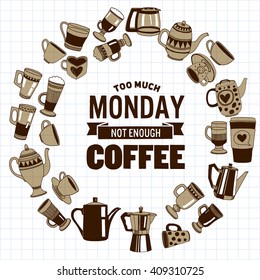 Big vector set with coffee icons 