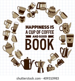 Big vector set with coffee icons 