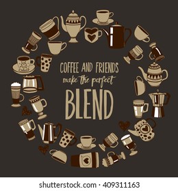 Big vector set with coffee icons 
