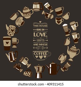 Big vector set with coffee icons 