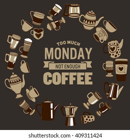 Big vector set with coffee icons 