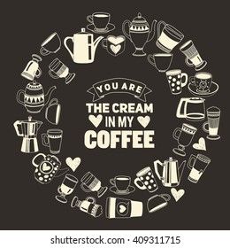 Big vector set with coffee icons 