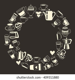Big vector set with coffee icons 