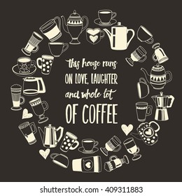 Big vector set with coffee icons 