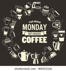 Big vector set with coffee icons 