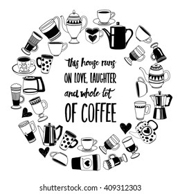 Big vector set with coffee icons 