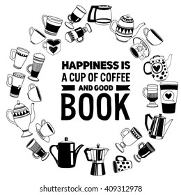 Big vector set with coffee icons 