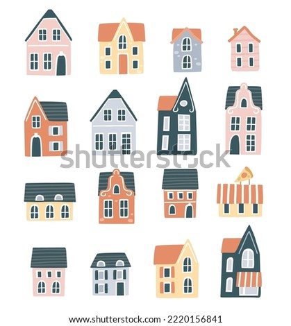 Big vector set, collection of Amsterdam, holland houses, building isolated on white. Netherlands. Dutch. Nederland 