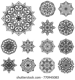 Big vector set of decorative elements mandala.