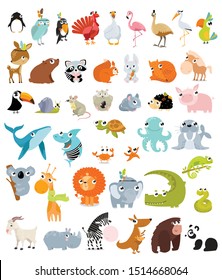 Big vector set of different animals.
