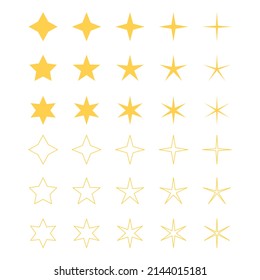 Big vector set of different gold star icons