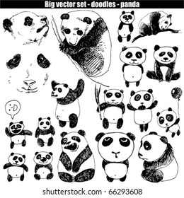 big vector set - doodle - panda