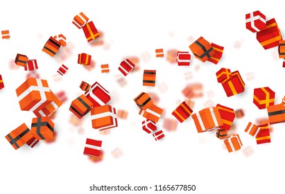 big vector set of gift boxes with ribbon. bright festive color. isolated on background