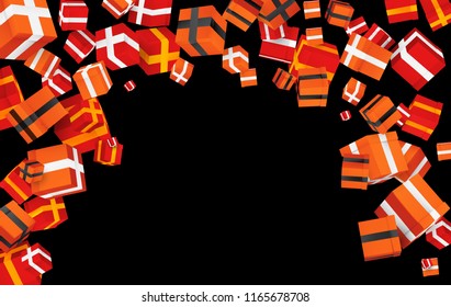 big vector set of gift boxes with ribbon. bright festive color. isolated on background