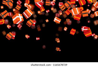 big vector set of gift boxes with ribbon. bright festive color. isolated on background