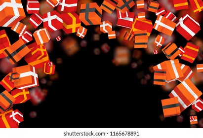 big vector set of gift boxes with ribbon. bright festive color. isolated on background