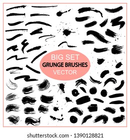 Big Vector Set Grunge Black Brush Strokes. EPS10.