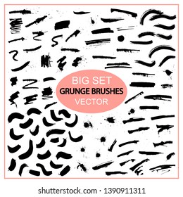 Big Vector Set Grunge Black Brush Strokes. EPS10.