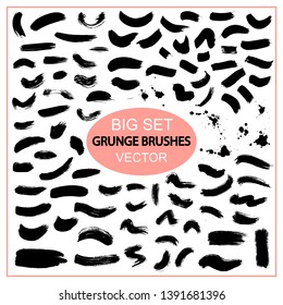 Big Vector Set Grunge Black Brush Strokes. EPS10.