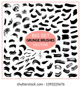 Big Vector Set Grunge Black Brush Strokes. EPS10.