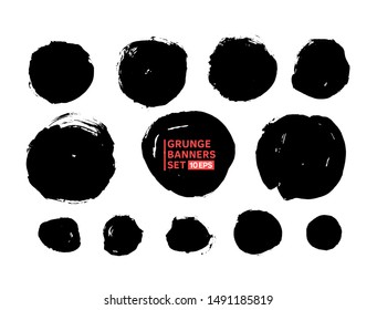 Big vector set hand drawn illustration.
Ink brush stroke texture background, dry rough edges. 
Grunge banner collection for quote boxes. Template for backgrounds, card design, frames, banners.