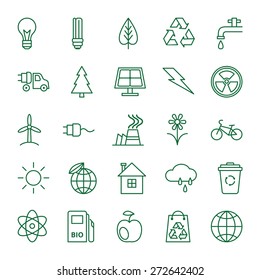 Big vector set of icons on the theme of ecology and environmental protection