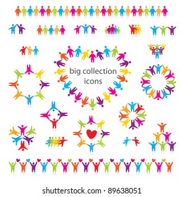 Big vector set of icons - people, team, friendship and love.