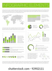 Big Vector set of Infographic elements for your documents and reports (light green version)
