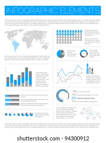 Big Vector set of Infographic elements for your documents and reports (light blue version)