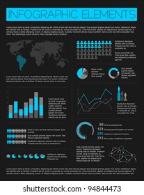 Big Vector set of Infographic elements for your documents and reports (blue and black version)