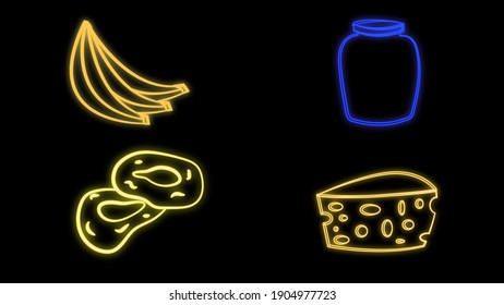Big vector set: Isolated food icons (delicious dishes). Healthy food , junk food , seafood, fast food, drinks