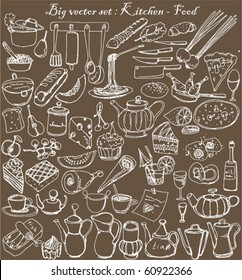 big vector set : kitchen - food